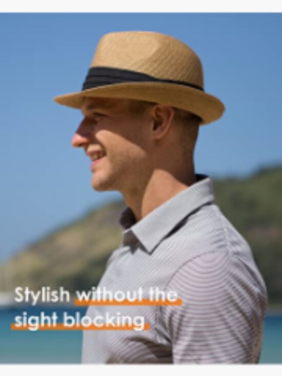 Straw Sun Hat Foldable Roll Up Short Brim Trilby Panama Beach UPF 80+ Unisex OUTDOOR SHAPING Packable Straw Fedora, Short Brim Sun Hat  main image 4